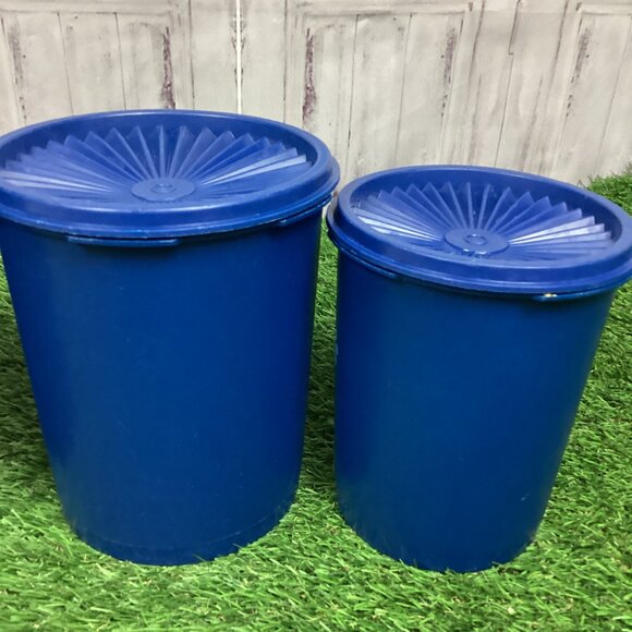 Vintage Tupperware Canister Containers Dark Blue With Lids (4) - Picture 5 of 16